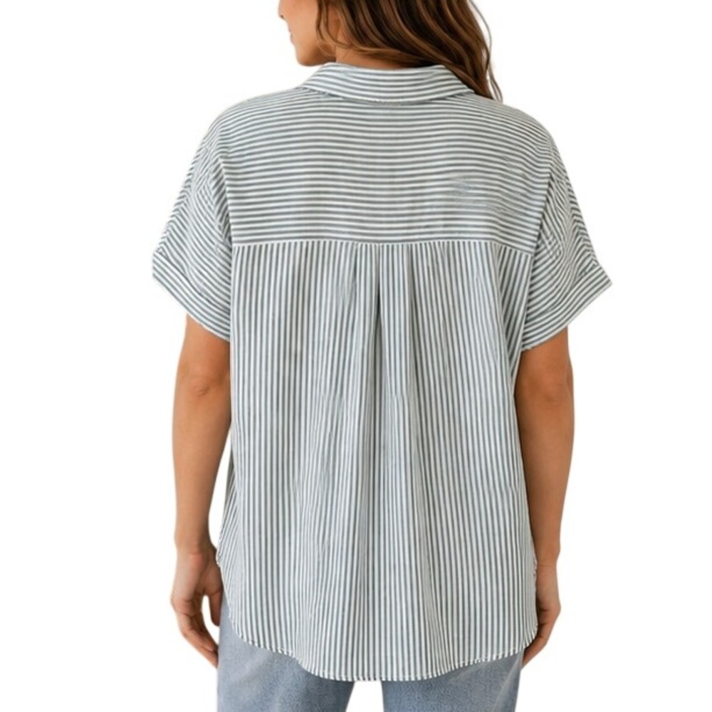Velvet Heart Los Angeles Sage Green Striped Button Down Shirt Large - Picture 3 of 8